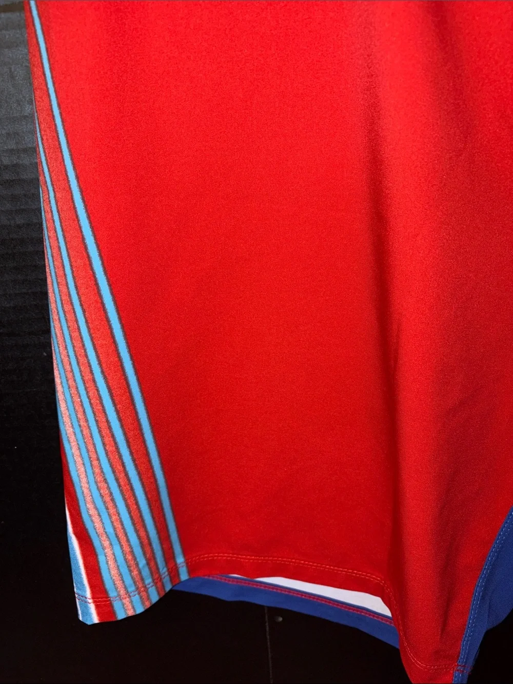Hurley Red Boardshorts with Blue & White Side Stripes
